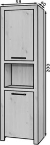 Dulap inalt, 58x40x200 cm, JANEZ, ADRK Furniture