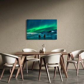 Tablou cu oameni la Aurora borealis (90x60 cm)