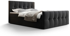Pat matrimonial Boxspring 180 cm Macheta Comfort (Negru) (cu saltea și sp. depozitare). 1056153