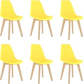 vidaXL Scaune de sufragerie, 6 buc., galben, material textil