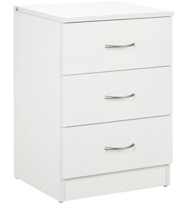 HOMCOM Noptieră pentru Dormitor cu 3 Sertare, 40X35x58 cm, Albă | Aosom Romania