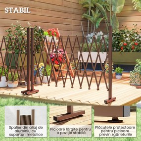 Outsunny Trellis Extensibil Freestanding Gard Mobil Pliabil, Panou Ecran Grădină Aluminiu, 300cm x 103.5 cm, Cafea Închis | Aosom Romania