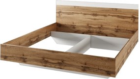 Pat dublu, 160x200, stejar wotan/alb, GABRIELA