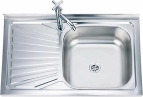 Chiuveta inox Inter Ceramic cu o cuva si picurator stanga finisaj inox lucios 80x50 cm