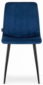 Set de dining 1 + 4, masa neagra RAMOD 100x60 cm + scaun albastru LAVA cu picioare negre