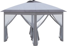 Outsunny Pavilion pliant 3,3 x 3,3 m cu iluminare LED, draperii din plasă, geantă de transport, Gri | Aosom Romania