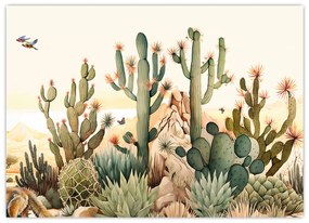 Tablou pe sticlă - Deșert, acvariu (70x50 cm)