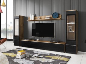 Mobilier living Selwyn II (wotan + Negru lucios ) (iluminat LED Alb). 1054051
