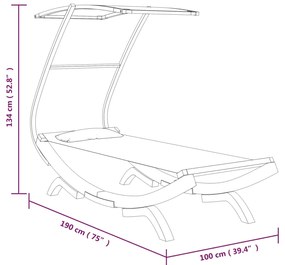 Hamac cu baldachin, antracit, 100x198x150 cm, lemn masiv curbat Antracit, 100 x 190 x 134 cm