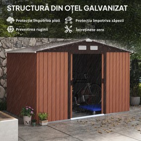 Outsunny casuta ustensile, magazie de gradina, sopron pentru unelte de exterior 277x195x192cm, galben | Aosom Romania