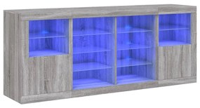 3209098 vidaXL Servantă cu lumini LED, gri sonoma, 163x37x67 cm