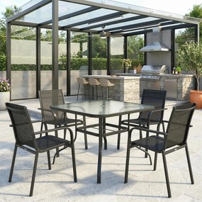 Outsunny Masă de Grădină pentru 4 Persoane cu Gaură pentru Umbrelă Ø54 mm, 96,5x96,5x70 cm, Negru | Aosom Romania