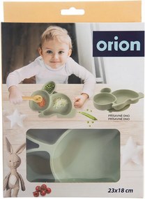 Farfurie pentru copii verde salvie din silicon 18x23 cm Bunny – Orion
