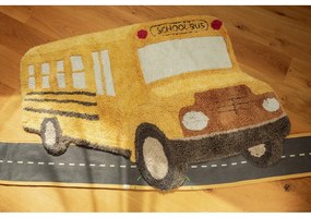 Covor pentru copii galben ocru lavabil, țesut manual din bumbac 90x130 cm School Bus – Lorena Canals