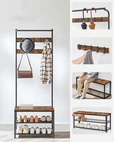 Panou pentru hol TAYLOR cu dulap pentru incaltaminte 180x64 cm, maro rustic