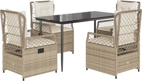 vidaXL Set mobilier de grădină cu perne, 5 piese, bej, poliratan