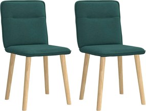 vidaXL Scaune de bucătărie, 2 buc., verde închis, material textil