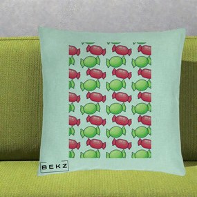 Perna Decorativa Bomboane Craciun Pattern, 40x40 cm, Verde Menta, Husa Detasabila, Perna Inclusa, BEKZ®