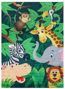 BAMBINO 2705 covor lavabil Animale, Africa pentru copii anti-alunecare - verde / maro