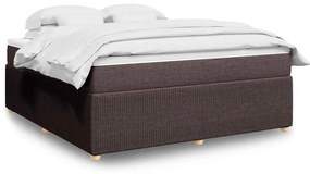 vidaXL Pat continental cu saltea maro închis 180x200cm material textil