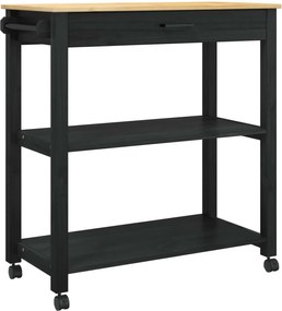 vidaXL Troler de Bucătărie MONZA Negru 84 x 40 x 88,5 cm