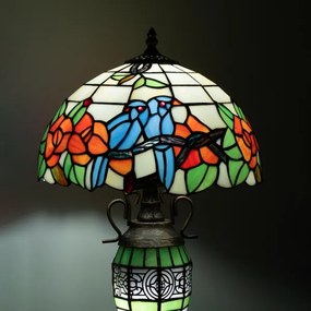 BRILAGI - Lampă de masă Tiffany din vitralii JUNGLE 1xE27/60W/230V + 1xE14/40W