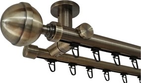Galerie dublă KULA LUX 25/19 mm aur antic – țeavă profil, prindere tavan (Alege marime: 320 cm)