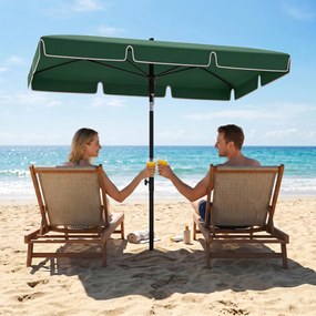 Outsunny Umbrelă pentru Grădină Dreptunghiulară, cu Inclinare Reglabilă și Stâlp din Aluminiu, 2x2.4m, Verde/Negru | Aosom Romania