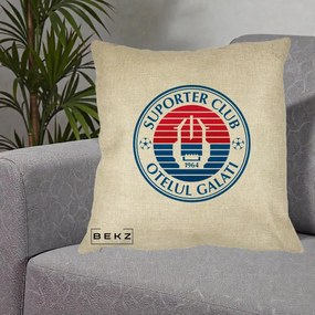 Perna Personalizata Otelul Galati Suporter Club 1964, 40x40 cm, Crem, Husa Detasabila, Perna Inclusa, BEKZ®