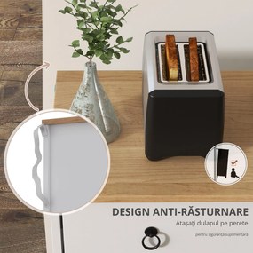HOMCOM Bufet mobilier de depozitare dulap de bucătărie stil rustic 2 sertare și 2 dulapuri rafturi la înălțimi reglabile alb | Aosom Romania