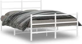 vidaXL Cadru pat metalic cu tăblie de cap/picioare , alb, 140x200 cm