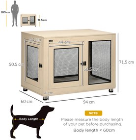 PawHut Cușcă pentru câini pe suport cu pernă detașabilă din oțel negru și aspect de lemn - 94 x 60 x 71,5 cm, culoare fag natural | Aosom Romania