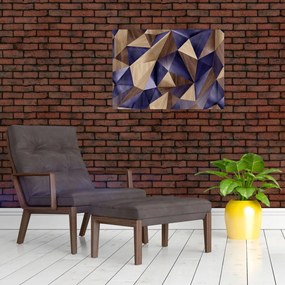 Tablou pe sticlă - 3D triunghiuri de lemn (70x50 cm)