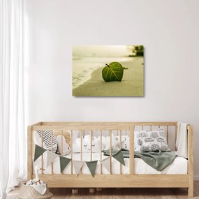 Tablou pe sticlă cu frunză în nisip (70x50 cm)