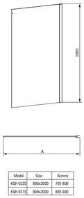Perete lateral de dus 80x200cm, sticla securizata 6 mm, cromat, Deante Prizma 800x2000 mm