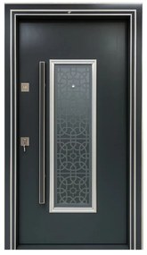 Usa metalica de exterior cu izolatie si vizor Novo Doors NDS1001S, Din compozit, 2 yale, Kit complet, Pentru case (Sens deschidere: Dreapta)