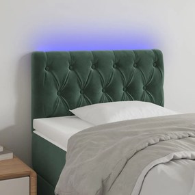 3121981 vidaXL Tăblie de pat cu LED, verde închis, 80x7x78/88 cm, catifea