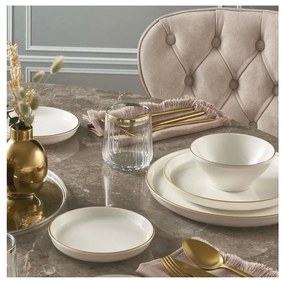 Set de veselă, 16 piese, porțelan bej cu accente aurii