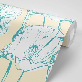 Tapet maci înfloritori în design galben-verde