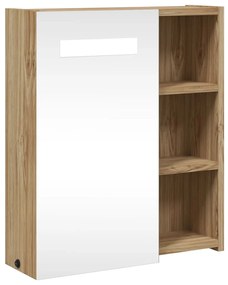vidaXL Dulap cu oglindă de baie cu LED, stejar, 45x13x52 cm