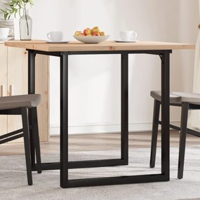 vidaXL Masă bucătărie, cadru O, 90x90x75,5 cm lemn masiv pin și Oţel