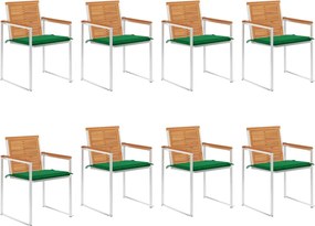 vidaXL Scaune de grădină cu perne, 8 buc., lemn masiv de acacia