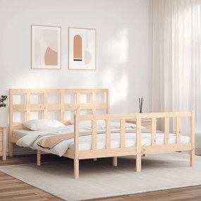 3193016 vidaXL Cadru de pat cu tăblie, king size, lemn masiv