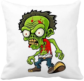 Perna Decorativa Patrata Zombie, 40x40 cm, Alba, Mata, Husa Detasabila, Burduf