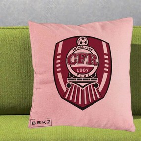Perna Personalizata CFR Cluj Fotbal Club 1907, 40x40 cm, Roz, Husa Detasabila, Perna Inclusa, BEKZ®