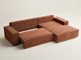 Colțar arămiu extensibil/cu spațiu de depozitare cu tapițerie din chenille (cu colț pe partea dreaptă/cu șezlong) Maze – Maison de Rêve