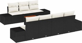 vidaXL Set de canapele pentru grădină 8 pcs Negru și Crem poliratan