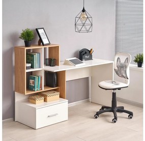 Birou GORA, stejar/alb