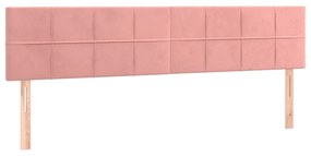 Tablii de pat, 2 buc, roz, 80x5x78 88 cm, catifea 2, Roz, 160 x 5 x 78 88 cm