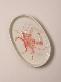 Platou oval din ceramică cu crab roșu, 29×18 cm